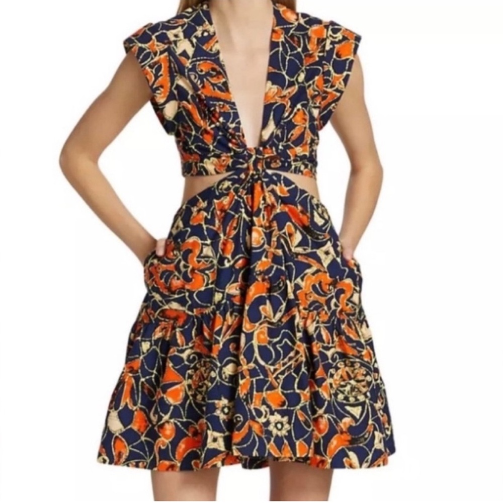 A.L.C Lexi Deep V-Neck Navy Multi Cutout Dress